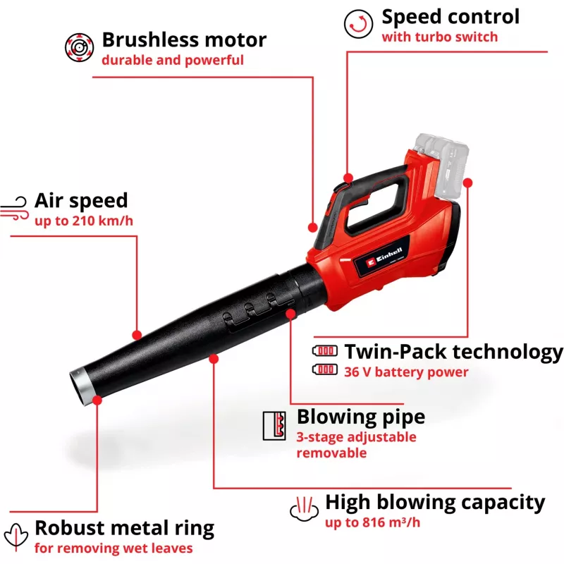 Ručný fúkač na listy Einhell GE-LB 36/210 Li E-Solo