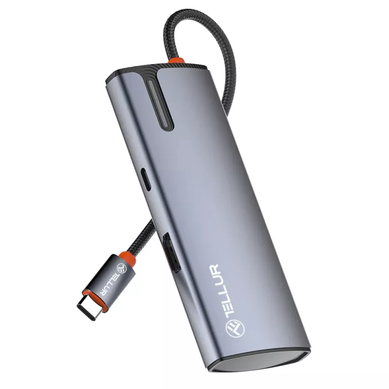 USB-C hub Tellur TLL321061 s PD 3.0 100W, HDMI výstupom a 3× USB 3.0 portami