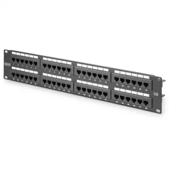 DIGITUS - patch panel - RJ-45 x 48 - sivá, RAL 7035 - 2U - 48 portov (DN-91648U)