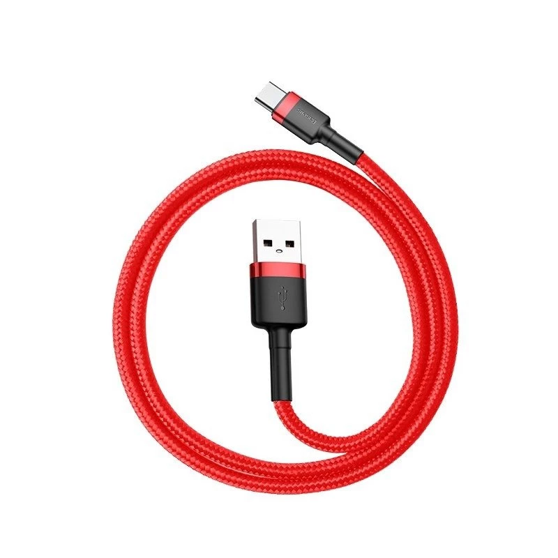 USB 2.0 A na USB-C kábel Baseus CATKLF-B09 1m QC3.0 nylonové opletenie červený, rýchle nabíjanie a synchronizácia dát
