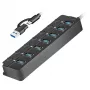 USB 3.2 Gen 1 hub, 7 portov s vypínačom, čierny