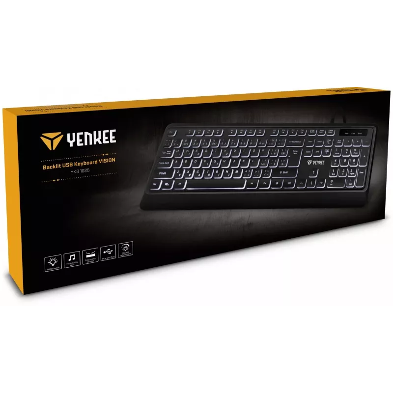 Tichá USB klávesnica s podsvietením a plochými tlačidlami