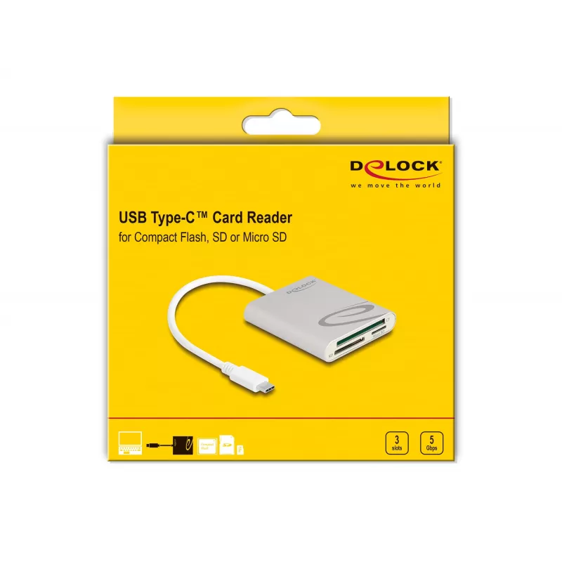 Čítačka kariet DeLOCK 91005 USB 3.2 Gen 1 Type-C sivá CF MMC MicroSD