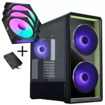Lian Li LANCOOL 217 INF PC skriňa - balenie + 3x UNI FAN SL-INF 120 Reverse-Blade ventilátory – čierna