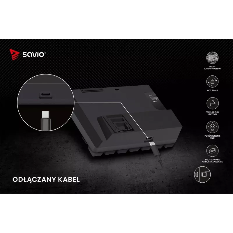SAVIO BLACKOUT X2 mechanická klávesnica OUTEMU Red, Hot Swap