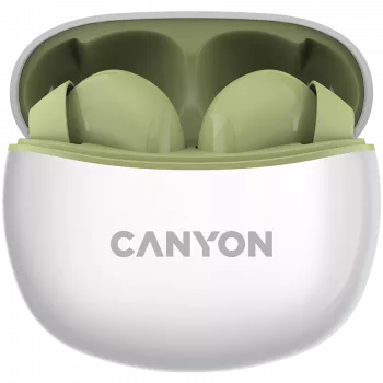CANYON In-Ear slúchadlá TWS-5, zelená Bluetooth 5.3, dotykové ovládanie, nabíjací vstup: USB-C