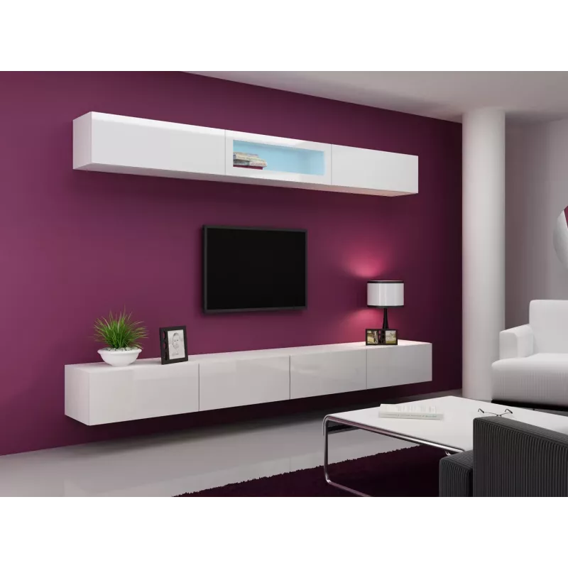 Cama obývacia zostava VIGO 12 biela/biela lesk