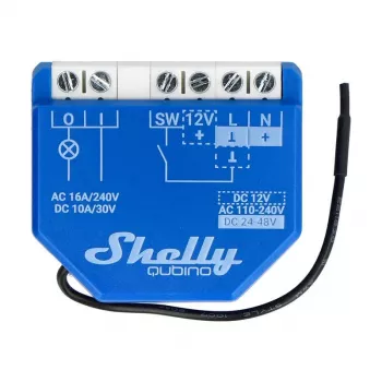 Smart relé Shelly Qubino Wave 1 plast 110–240V 16A, Z-Wave 868,4 MHz, modrá, nástenná montáž