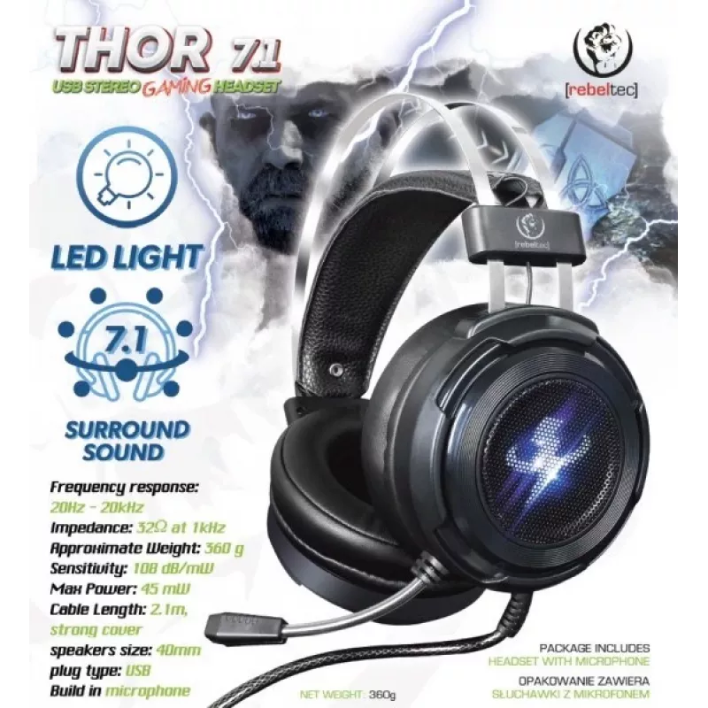 Stereo slúchadlá Rebeltec THOR RBLSLU00042