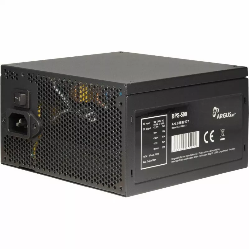 Inter-Tech ArgusNT BPS-500 napájací zdroj 500 W 20+4 pin ATX ATX čierny