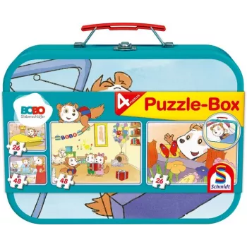 Bobo Siebenschläfer Puzzle-Box im Metallkoffer (2x 26 dielikov, 2x 48 dielikov)