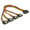 Delock 60157 predlžovací napájací kábel SATA, SATA 15-pin (samec) s aretáciou na 4x SATA 15-pin (samica), 0,3 m, čierna/žltá/červená/oranžová