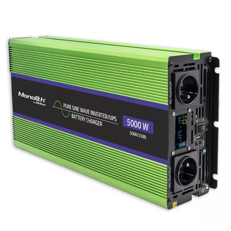 Qoltec Monolith napájací adaptér/menič do auta 5000 W zelená