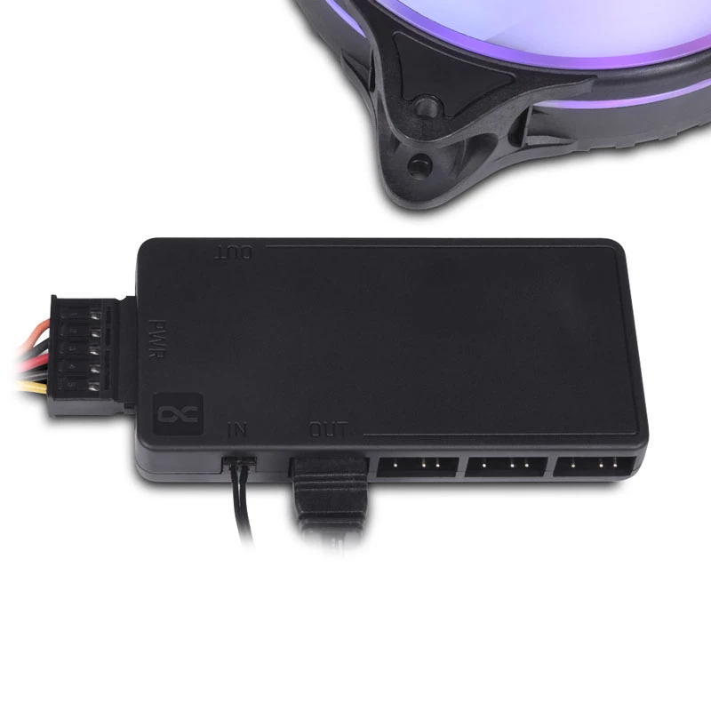 Alphacool Core 25669 rozdeľovač DRGB 11x 3-pin s napájacím konektorom SATA, čierny