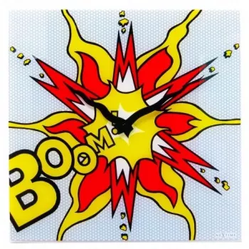 NeXtime hodiny 8173 Boom, 43x43 cm, nástenné hodiny, červené/žlté/biele