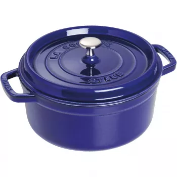 Liatinový kochlík Staub 26 cm okrúhly, tmavomodrý