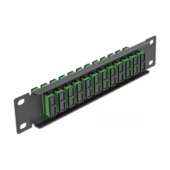 Optický patch panel DeLOCK 10 inch 12 portov SC Duplex zelená 1U čierna