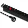 Qoltec 53993 19-palcová 1U rack PDU s prepäťovou ochranou, 6x Schuko, 16 A, 2 m, čierna