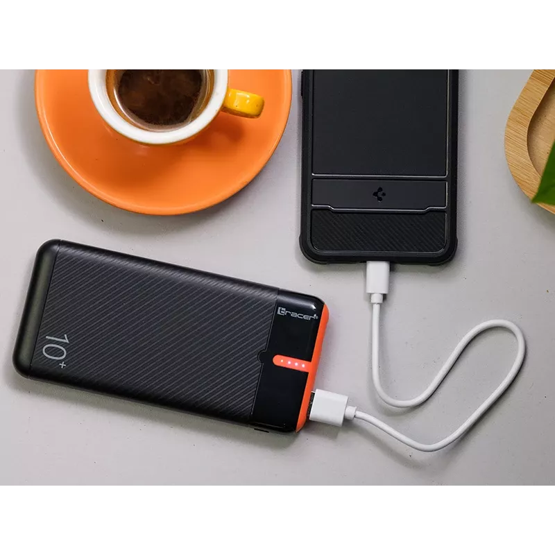 PowerBank EnerGo 10000mAh čierna-oranžová