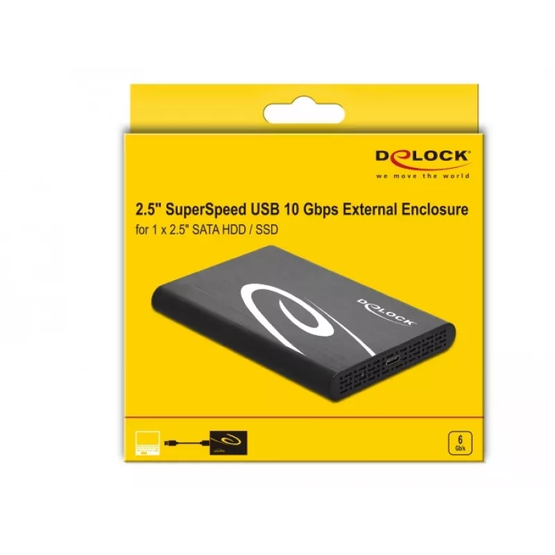 HDD/SSD puzdro DeLOCK 42610 externé puzdro pre 2,5-palcové SATA HDD/SSD