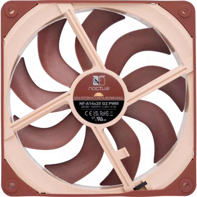 Ventilátor Noctua NF-A14x25 G2 PWM 140 mm 1500 ot/min SSO2 ložisko 4-pin PWM béžový