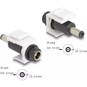 DeLOCK Keystone modul DC 5,5 x 2,5 mm konektor samica na konektor samec biela