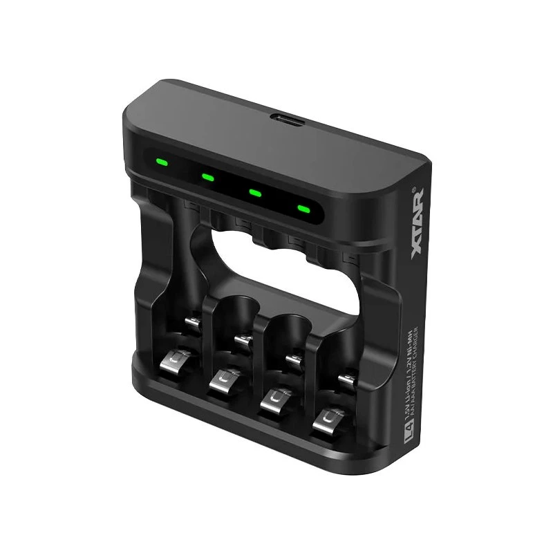 Nabíjačka batérií XTAR 4-slot pre AA/AAA (Li-Ion, NiMH) USB-C, LED indikátory, čierna