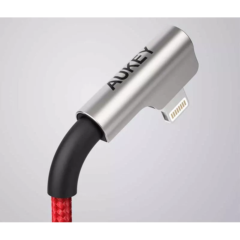 USB na Lightning kábel Aukey CB-AL01 červený – nylonový oplet, Lightning konektor pre zariadenia Apple
