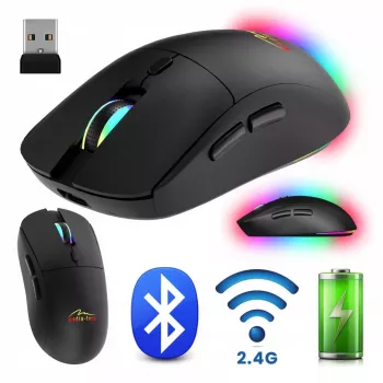 Bezdrôtová myš MEDIA-TECH MT1124 BT/RF Silent & Recharge — obojručná, 3200 DPI, Bluetooth + 2,4 GHz USB, 6 tlačidiel, nabíjateľná