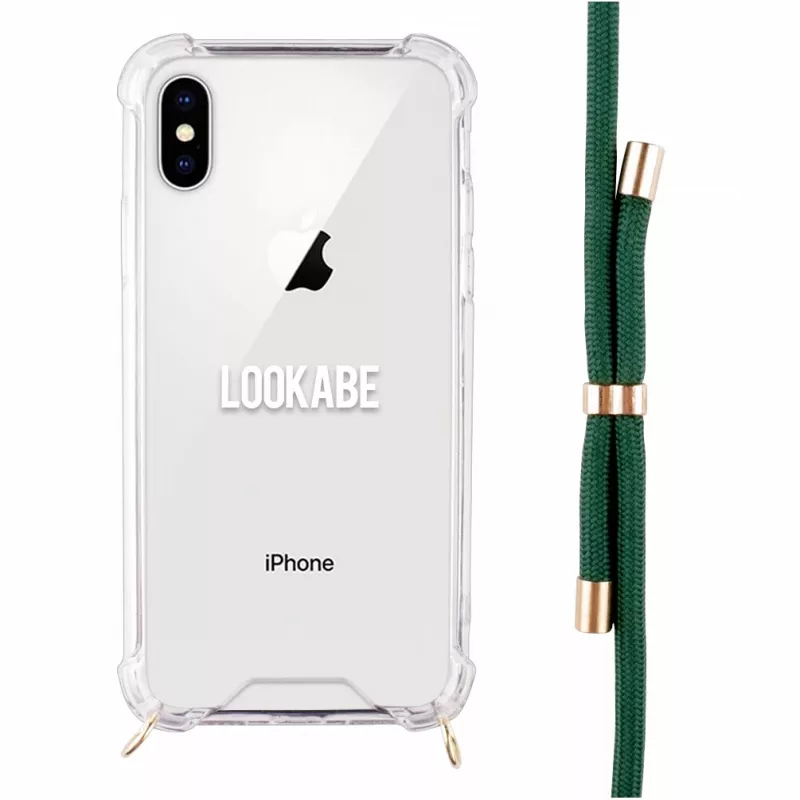 Obal na telefón na krk Lookabe pre iPhone X / Xs — zlatý so zeleným pásikom