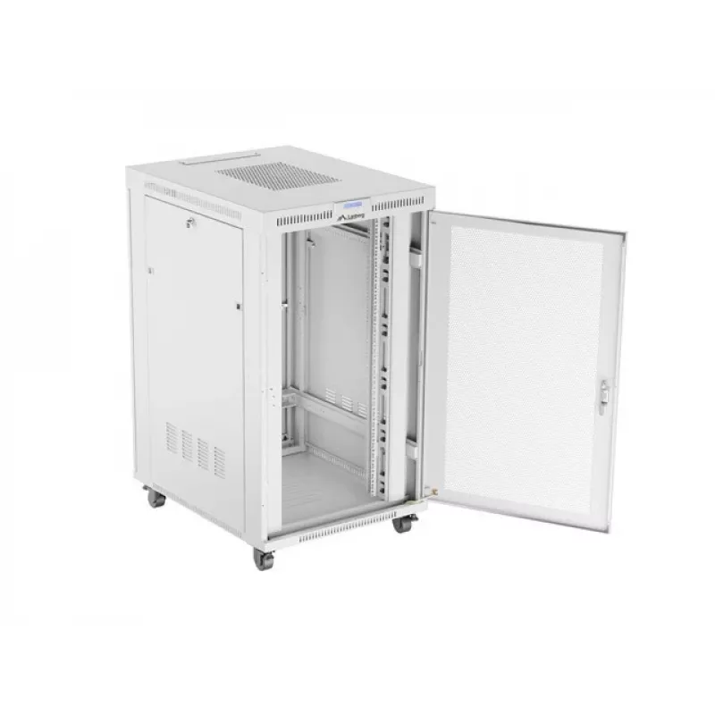 STOJANOVÁ RACK SKRIŇA 19 27U 800X1000 SIVÁ PERFOROVANÉ LCD DVIERKA LANBERG (plochý PACK)