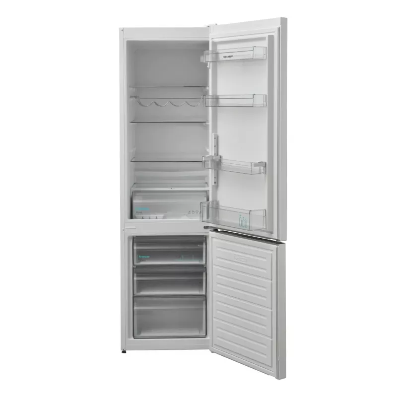 Sharp SJ-FBB05DTXWE voľne stojaca chladnička s mrazničkou, 288 l (204 l + 84 l), mraznička dole, NanoFrost, 180 cm, energetická trieda E, biela
