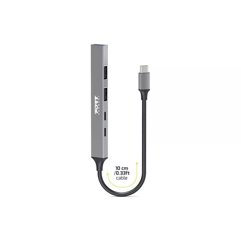 USB Hub Port Designs 900163 Type-C 5000 Mbit/s strieborný