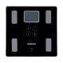 Elektronická osobná váha Omron VIVA – štvorcová, čierna, max. 150 kg, presnosť 100 g, telesný tuk/BMI/BMR, pamäť pre 30 používateľov