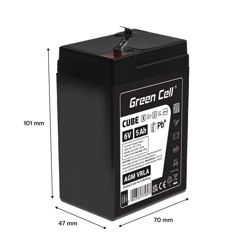 UPS batéria uzavretá olovená Green Cell AGM6V5AH-J 6 V 5 Ah