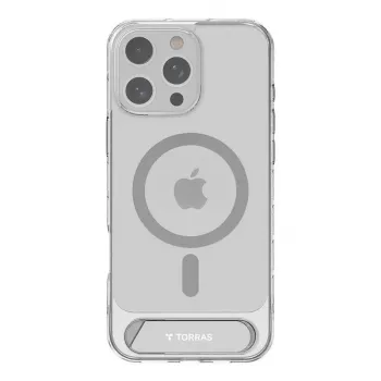 Priehľadné ochranné puzdro Torras Pstand Series pre iPhone 16 Pro Max — transparentné, integrovaný stojan