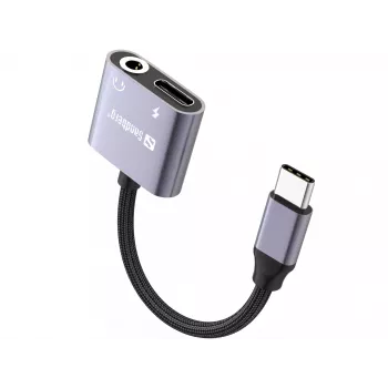 USB-C audio adaptér SANDBERG PD65W 136-67 s USB-C PD passthrough