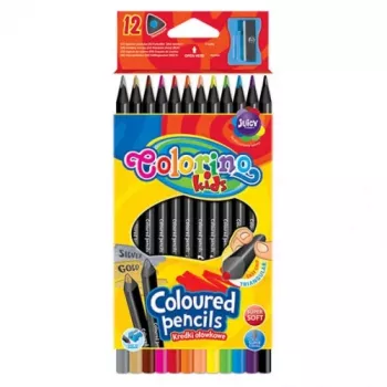 Colorino Kids trojhranné farebné ceruzky 12 farieb (s strúhadlom) čierne drevo