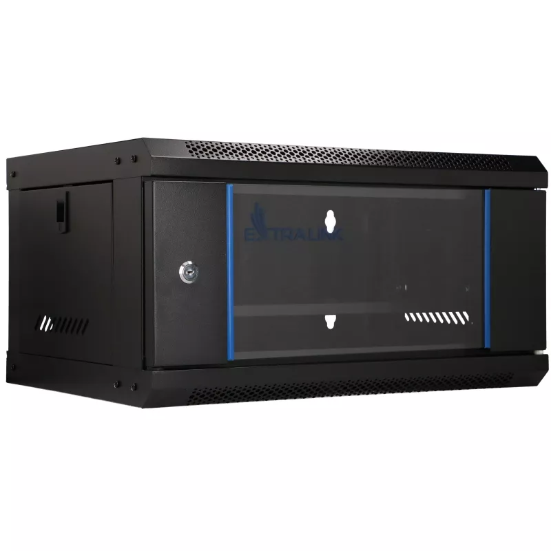 EXTRALINK LITE 4U 530X400 nástenný rack skriňa čierna s priehradkou
