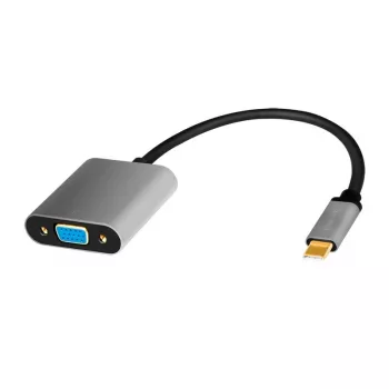 USB Type-C na VGA (D-Sub) video adaptérový kábel LOGILINK CUA0104 0,15 m, sivý/čierny