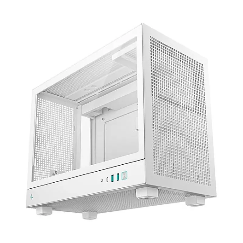 Počítačová skriňa DeepCool CH160 PLUS WH Small Form Factor biela, microATX, tvrdené sklo, USB-C