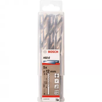 Sada vrtákov Bosch HSS-G 12 mm, 5 kusov, pracovná dĺžka 101 mm