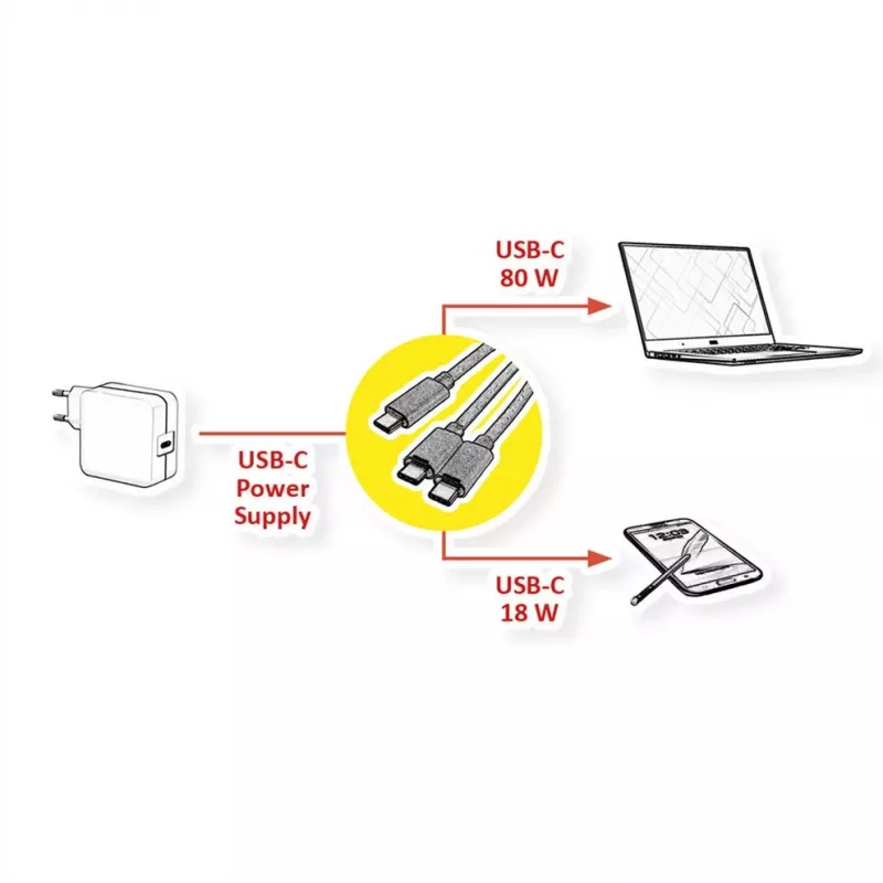 ROLINE - USB kábel - 24-pin USB-C (M) na 24-pin USB-C (M) - USB 2.0 - 1,85 m - USB napájanie (100 W) - čierny (11.02.8308)