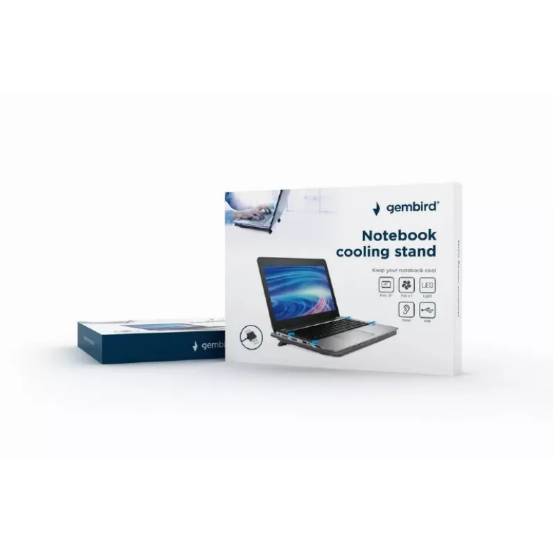 Stojan na notebook Gembird NBS-1F15-04 pre notebooky do 15 inch, čierny, ABS, 330×250×25 mm