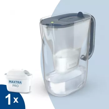 BRITA Style Essential 2,4 L filtračná kanvica na vodu grafit — kanvica s kazetou MAXTRA, Smart Light, 1,4 L filtrovaný objem