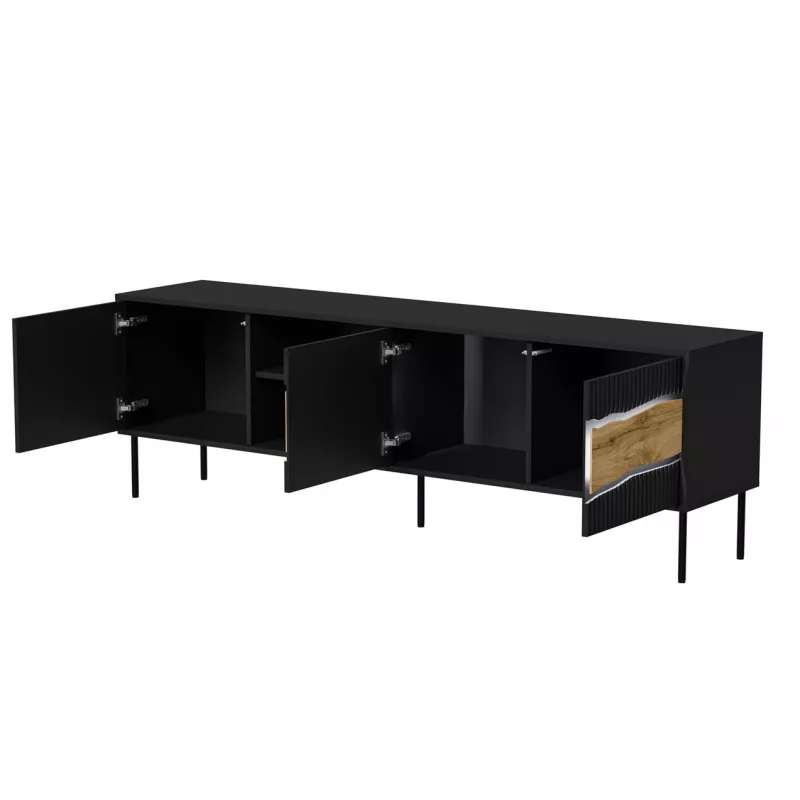 TV skrinka cama meble INSERTO 3D1W 190x40x62 cm čierna s LED