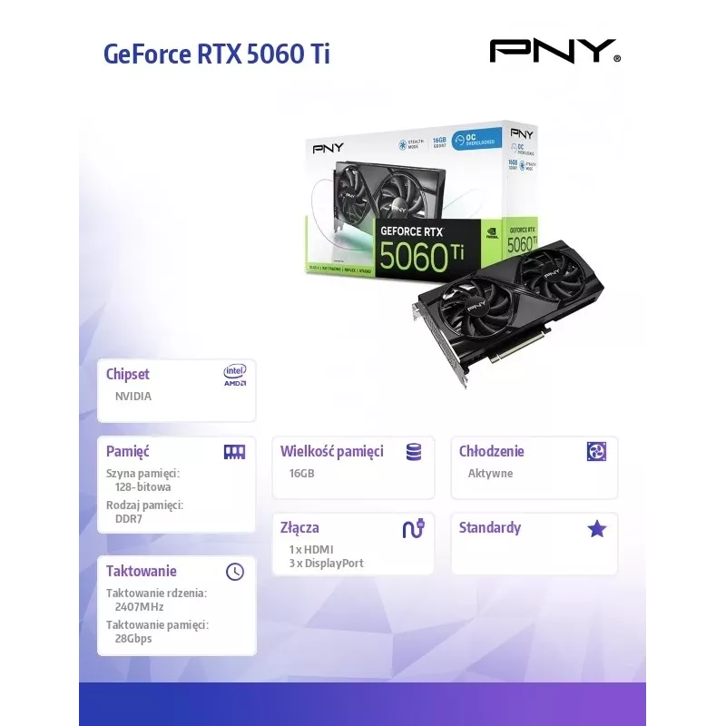 Grafická karta PNY GeForce RTX 5060 Ti 16 GB GDDR7