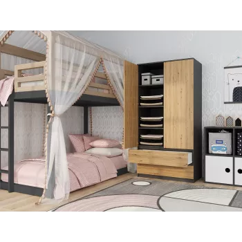 Topeshop SZAFA MALWA AN/AR K spálňová šatníková skriňa 5 políc 2 dvere
