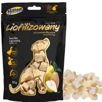 Liofilizovaná psia maškrta Hilton s kačicou a hruškou, 50 g