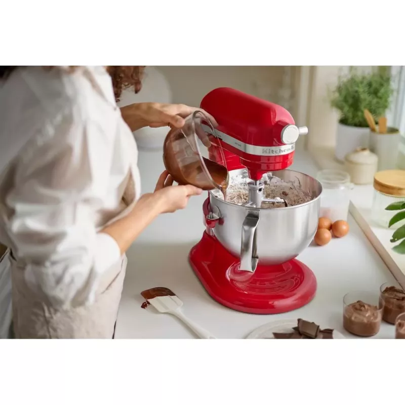 KitchenAid 5KSM60SPXEER kuchynský robot 375 W sivá, červená, nerezová oceľ